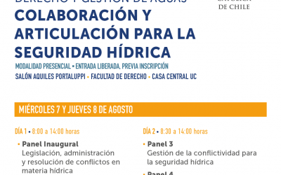 DGA participará en las XXVI Jornadas de Derecho y Gestión de Aguas “Colaboración y articulación para la seguridad hídrica”